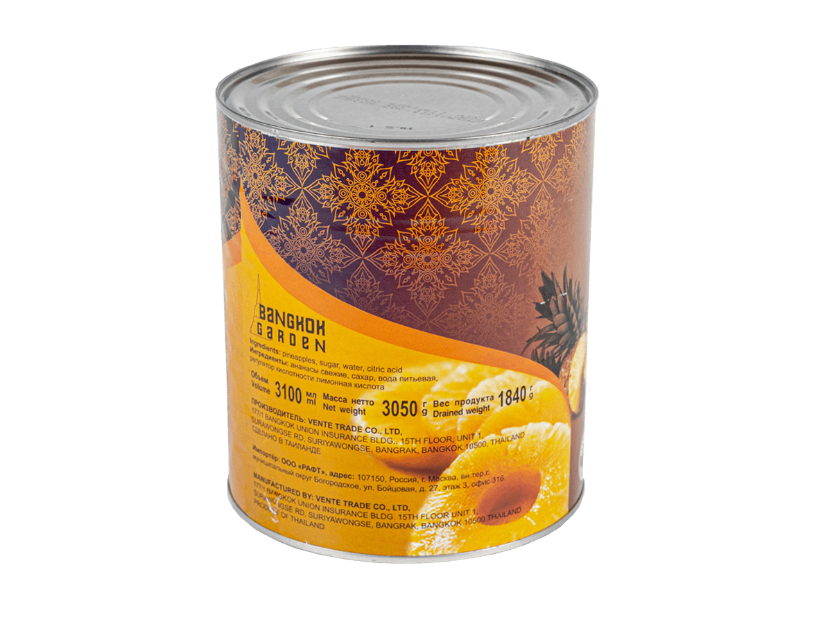 Ананасы в сиропе кусочки некалиброванные 3,05кг