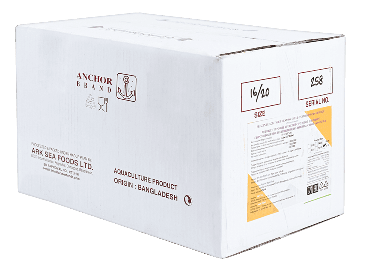 Креветка черная тигровая с/м с/г 16/20 semi-IQF, Бангладеш