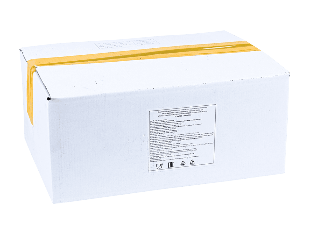 Креветка ваннамей в/м с/г в панц. 70/80, IQF 10 кг., Индия