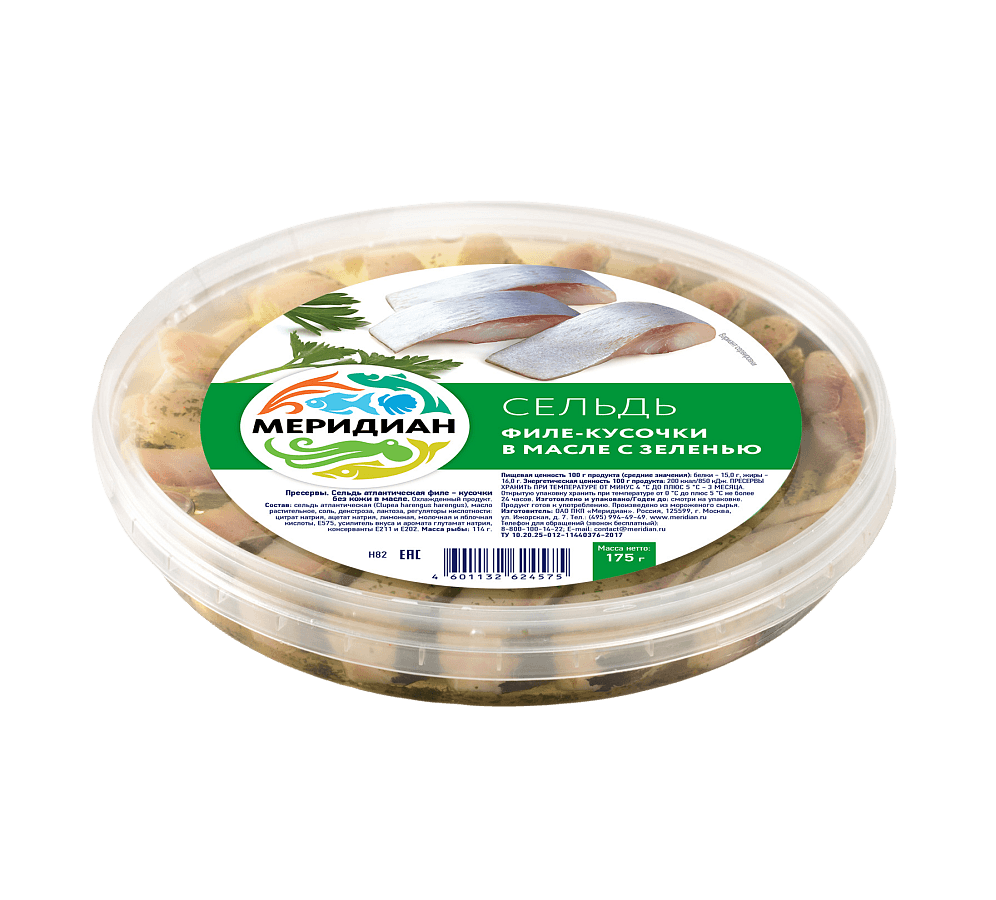 Сельдь филе-кусочки в масле с зеленью