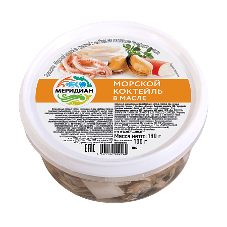 Морской коктейль с крабовыми палочками в масле