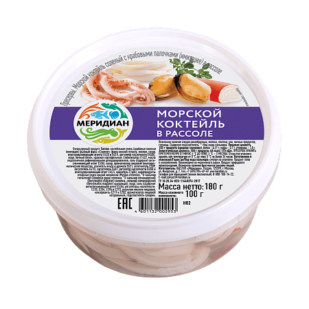 Морской коктейль с крабовыми палочками в рассоле