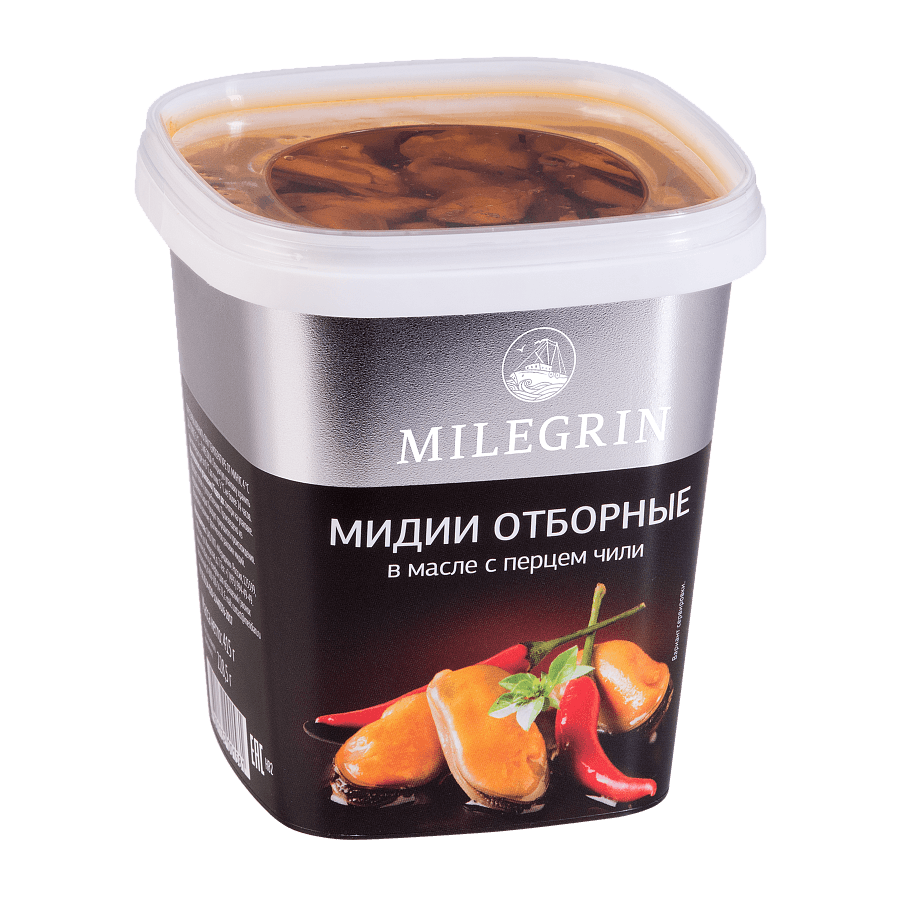 Мидии отборные в масле с перцем чили 