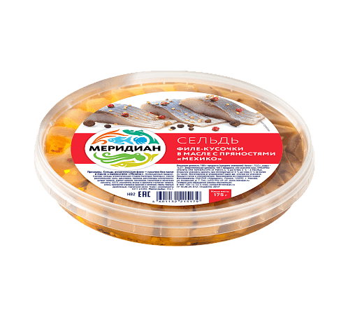 Сельдь филе-кусочки в масле с пряностями мехико