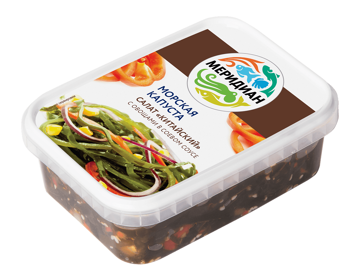 Салат из морской капусты с овощами в соевом соусе китайский