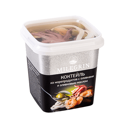 Коктейль из морепродуктов с оливками и оливковым маслом 