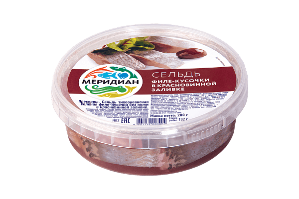 Сельдь филе-кусочки в красновинной заливке