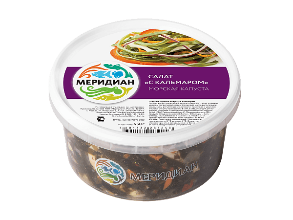 Салат из морской капусты с кальмаром