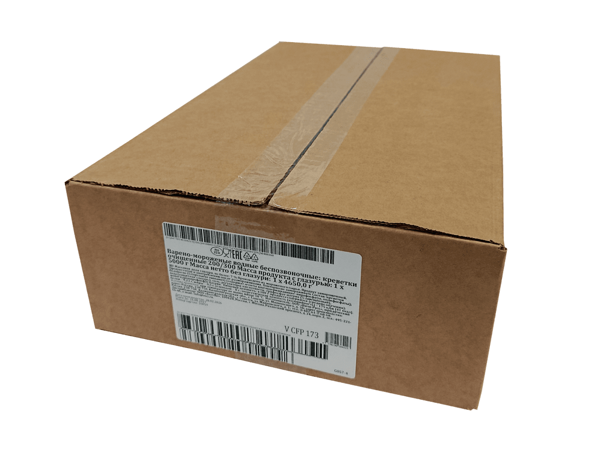 Коктельнйе креветки очищенные 200/300 в/м  IQF, 5 кг