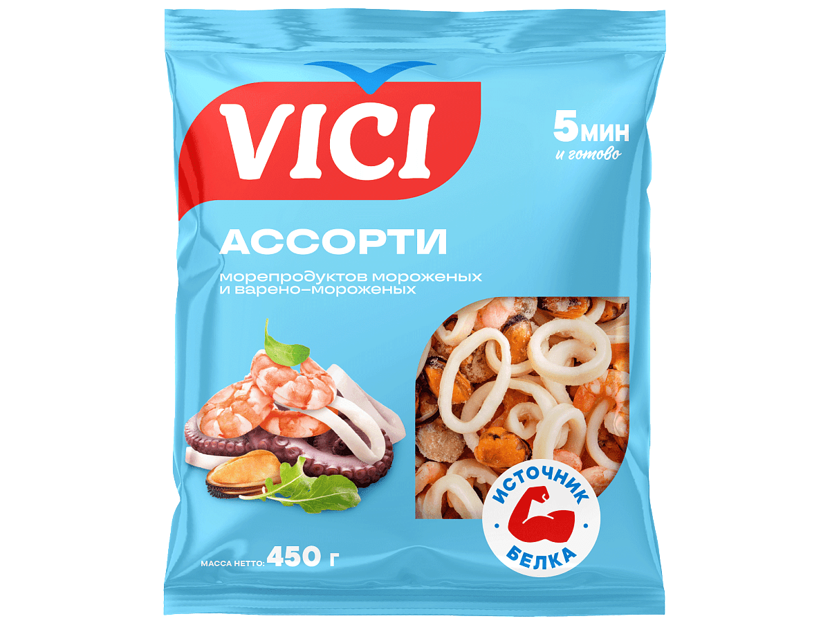 Ассорти из морепродуктов с имитацией креветки 