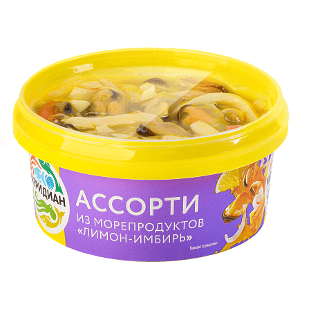 Ассорти из морепродуктов в соусе лимон с имбирем