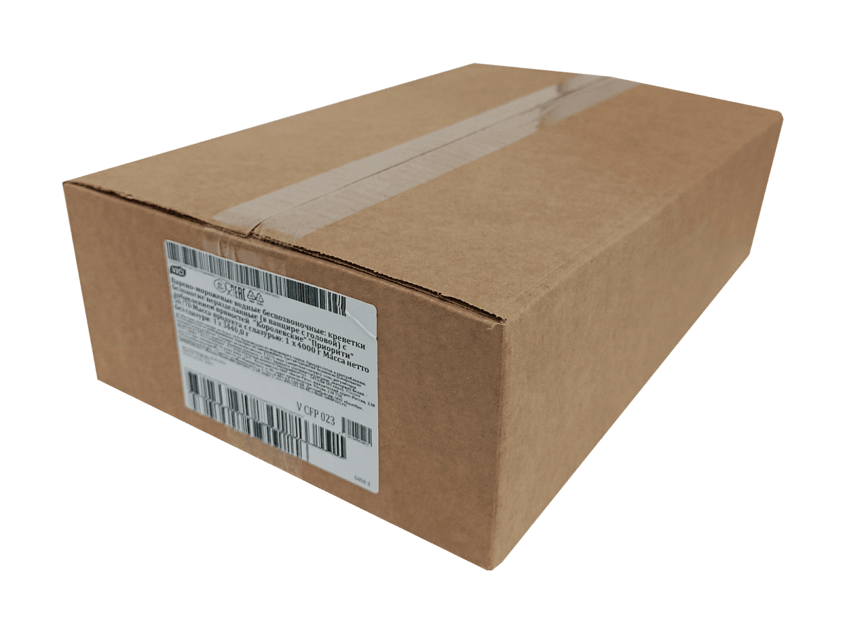 Королевские креветки в панцире 50/70 в/м  IQF, 4 кг