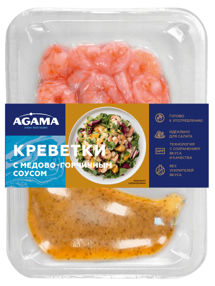 Королевские креветки с соусом "Медово-горчичный"