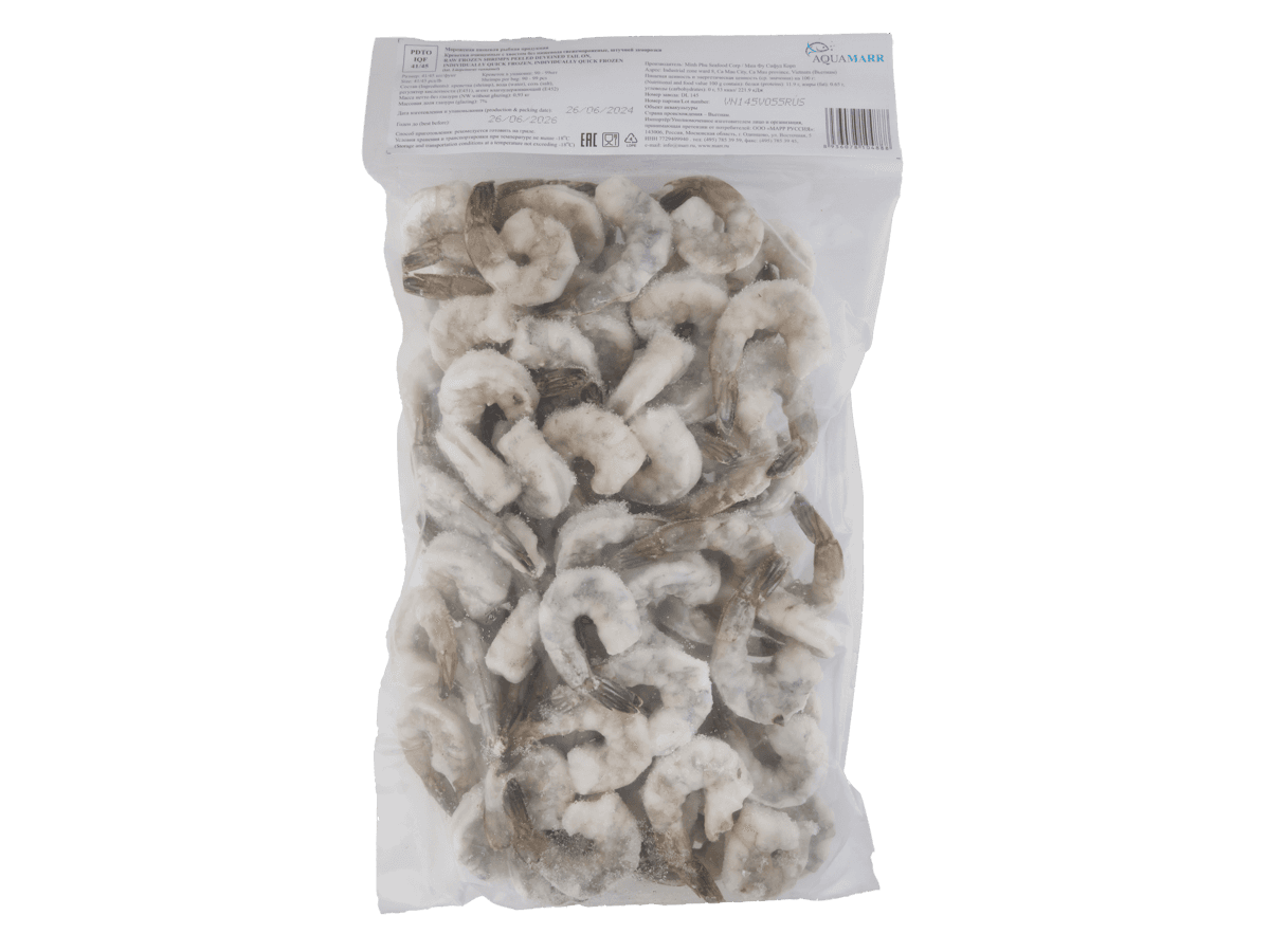 Креветка ваннамей с/м очищ. с хв., 41/45, IQF 1кг., Вьетнам