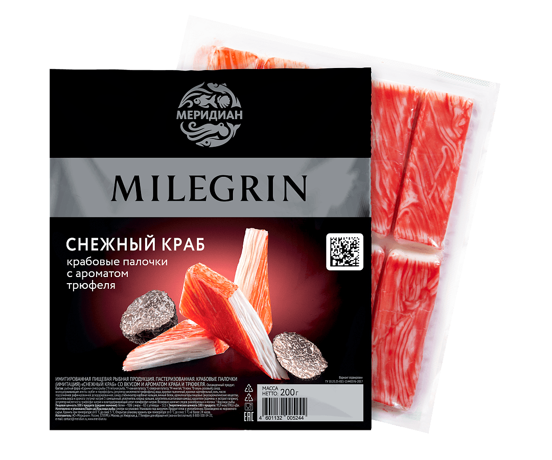 Крабовые палочки снежный краб со вкусом и ароматом краба и трюфеля milegrin охлажденные